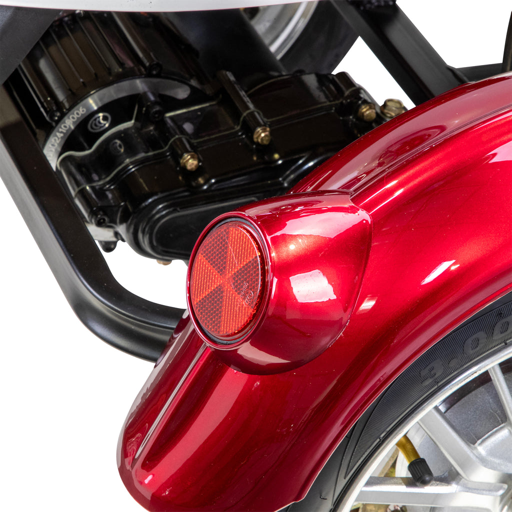 Bespoke Supreme Premium Electric Mobility Scooter With Electronic Speed Control 400lbs Red And White Sak28351 Saksby - Rear Lights With Black Seat And Chrome Rims