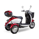 Bespoke Supreme Premium Electric Mobility Scooter With Electronic Speed Control 400lbs Red And White Sak28351 Saksby - Rear Right View With Black Seat And Chrome Rims