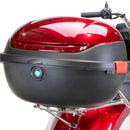 Bespoke Supreme Premium Electric Mobility Scooter With Electronic Speed Control 400lbs Red And White SAK28351 Saksby - Rear Storage Box With Closed Lid With Black Seat And Chrome Rims