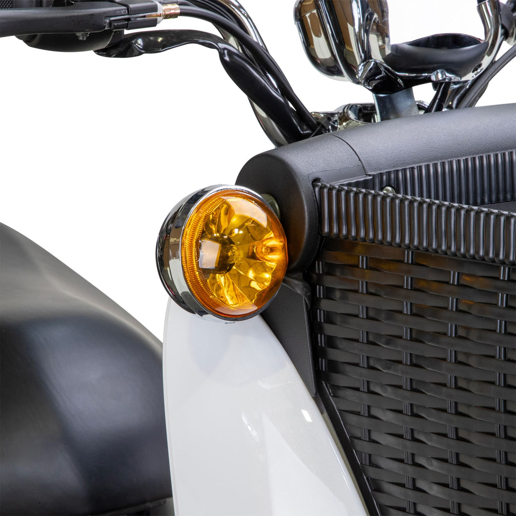 Bespoke Supreme Premium Electric Mobility Scooter With Electronic Speed Control 400lbs Red And White SAK28351 Saksby -  Right Signal Light With Black Seat And Chrome Rims