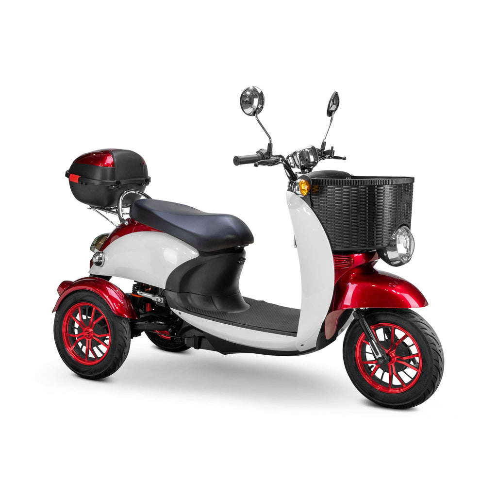 Bespoke Supreme Premium Electric Mobility Scooter With Electronic Speed Control 400lbs Red And White SAK28351 Saksby - With Black Seat And Red Rims