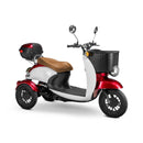 Bespoke Supreme Premium Electric Mobility Scooter With Electronic Speed Control 400lbs Red And White SAK28351 Saksby - With Brown Seat And Black Rims
