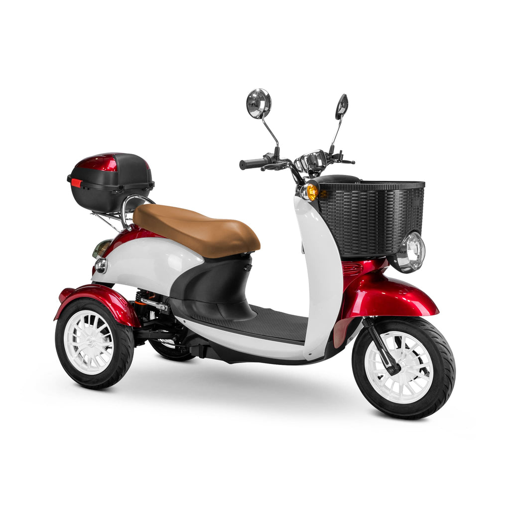 Bespoke Supreme Premium Electric Mobility Scooter With Electronic Speed Control 400lbs Red And White Sak28351 Saksby - With Brown Seat And White Rims