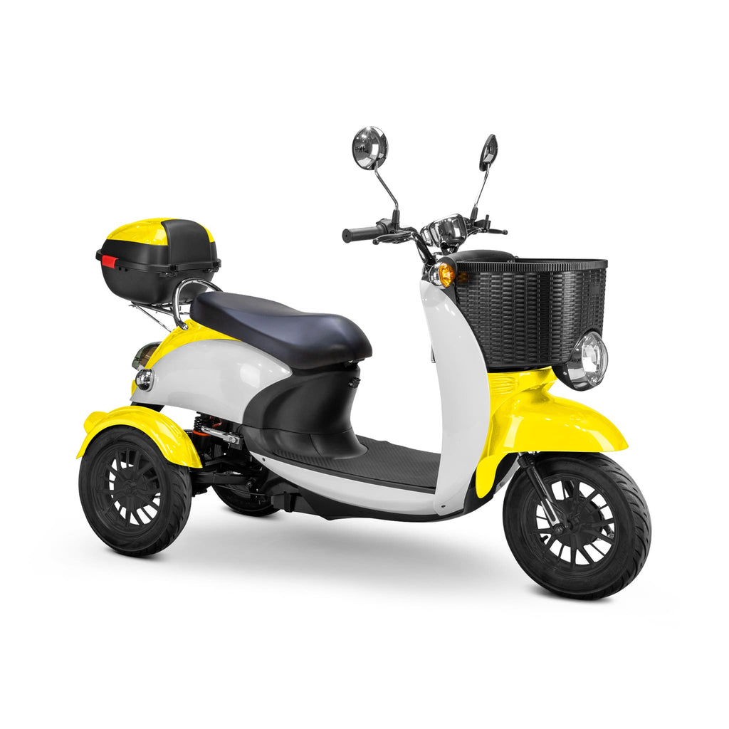 Bespoke Supreme Premium Electric Mobility Scooter With Electronic Speed Control 400lbs Yellow And White Sak28351 Saksby - With Black Seat And Black Rims