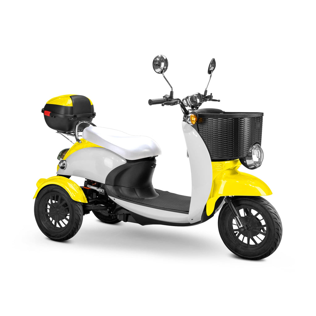 Bespoke Supreme Premium Electric Mobility Scooter With Electronic Speed Control 400lbs Yellow And White Sak28351 Saksby - With White Seat And Black Rims