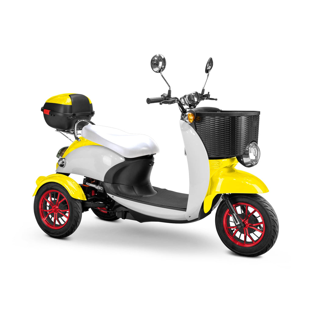 Bespoke Supreme Premium Electric Mobility Scooter With Electronic Speed Control 400lbs Yellow And White Sak28351 Saksby - With White Seat And Red Rims