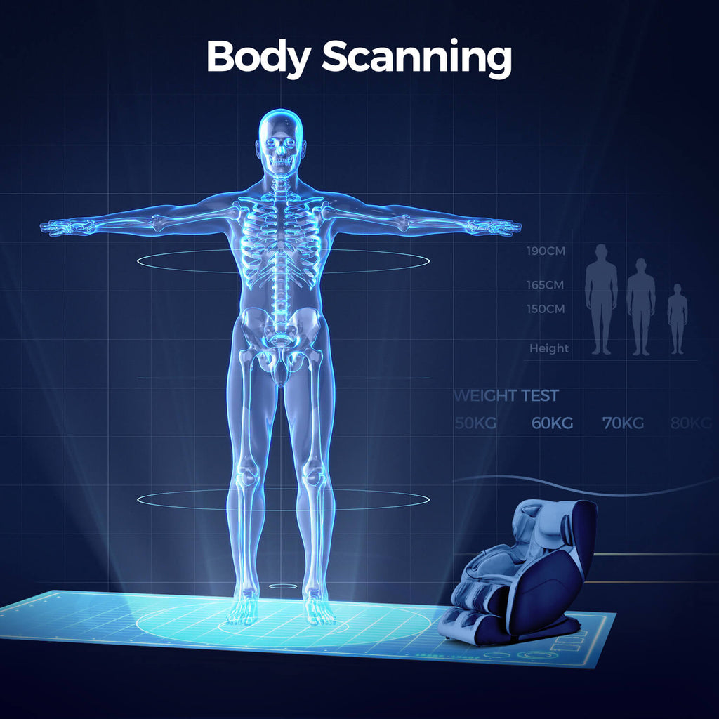 Bosscare Full Body 3D Zero Gravity Shiatsu Recline Massage Chair With Waist Heating White SAK37215 Saksby - Body Scanning