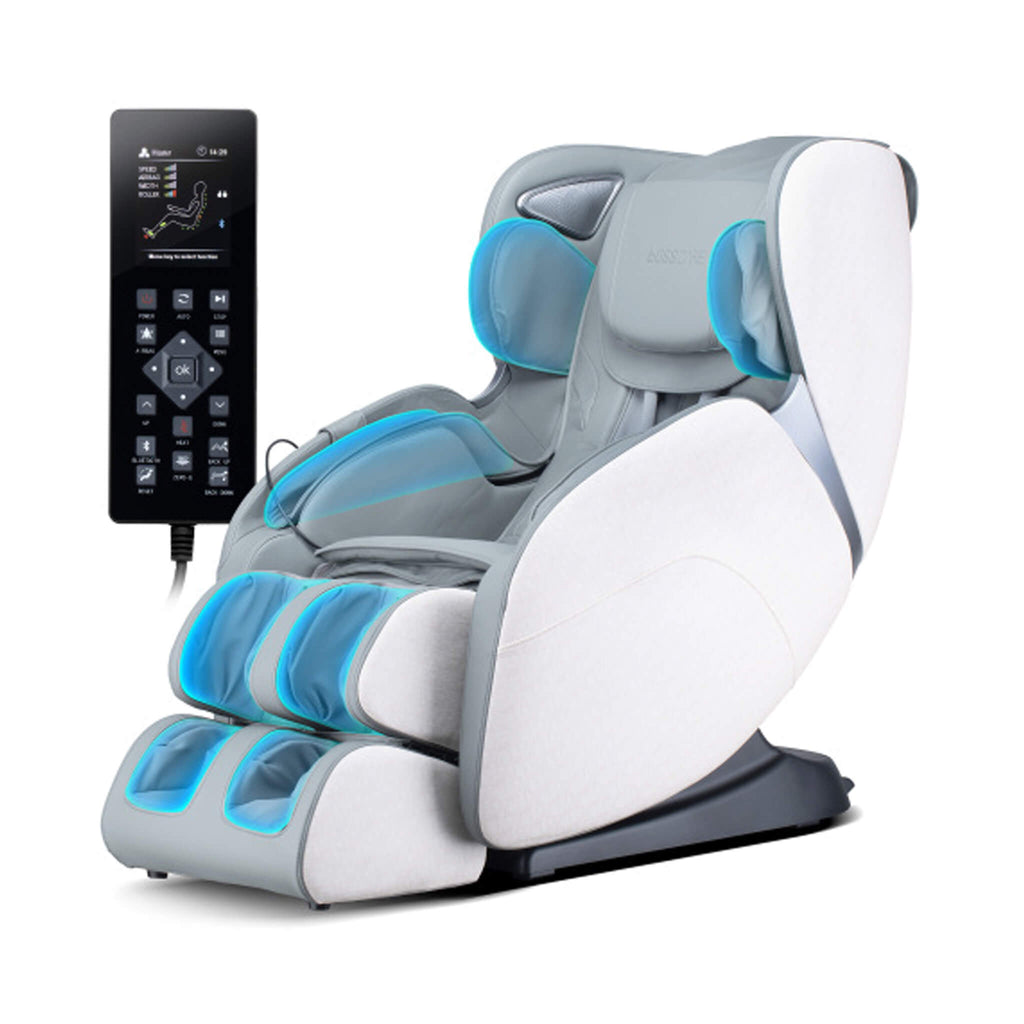 Bosscare Full Body 3D Zero Gravity Shiatsu Recline Massage Chair With Waist Heating White SAK37215 Saksby - Front Left View