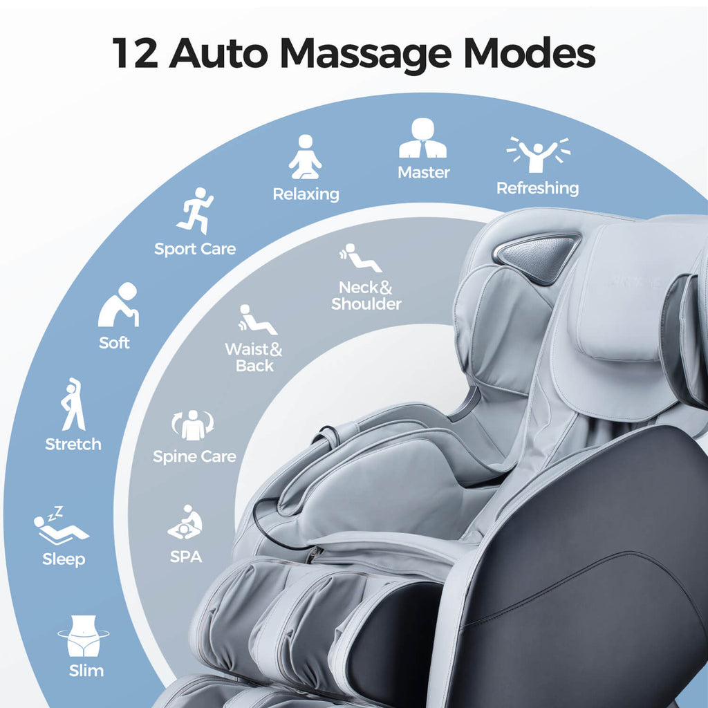 Bosscare Full Body 3D Zero Gravity Shiatsu Recline Massage Chair With Waist Heating White SAK37215 Saksby - Massage Modes