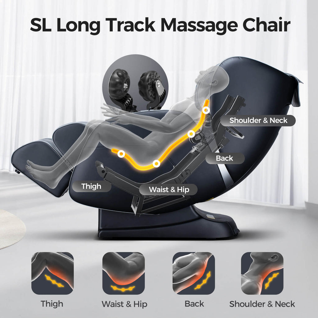 Bosscare Full Body 3D Zero Gravity Shiatsu Recline Massage Chair With Waist Heating White SAK37215 Saksby - SL Track
