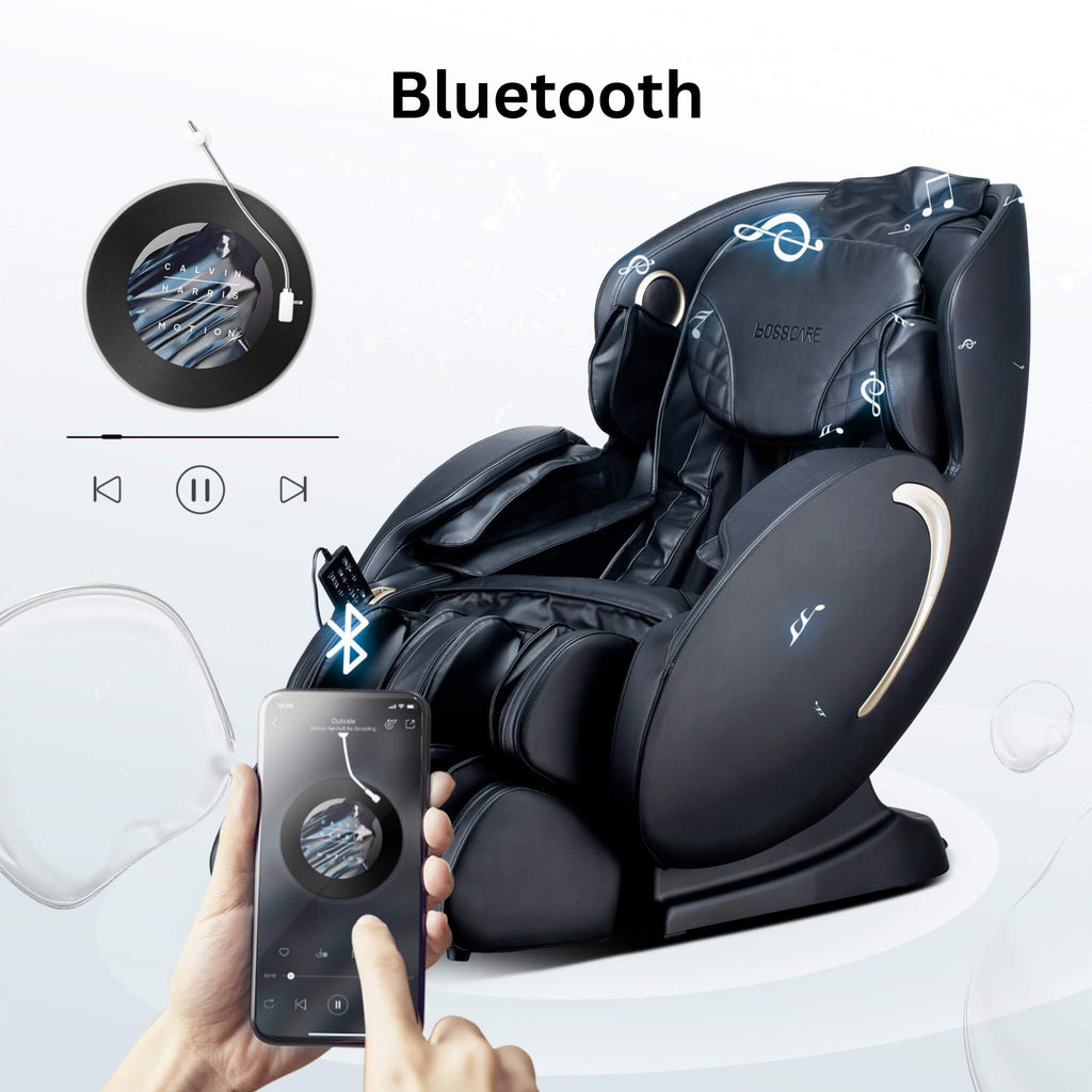 Bosscare Full Body 3D Zero Gravity Shiatsu Recliner Massage Chair With App Black SAK32840 Saksby -Bluetooth