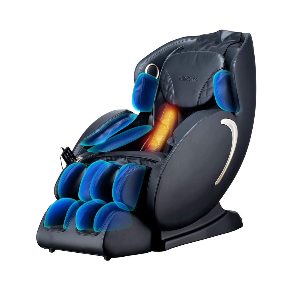 Bosscare Full Body 3D Zero Gravity Shiatsu Recliner Massage Chair With App Black SAK32840 Saksby - Front Left View