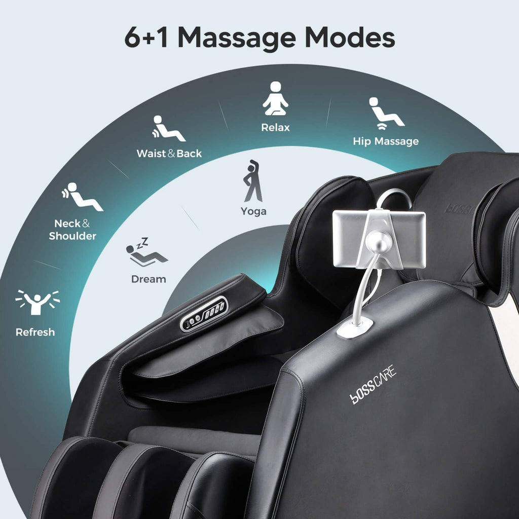 Bosscare Full Body Zero Gravity Shiatsu Recliner Massage Chair With AI Voice And App Control Black SAK52960 Saksby - Massage Modes