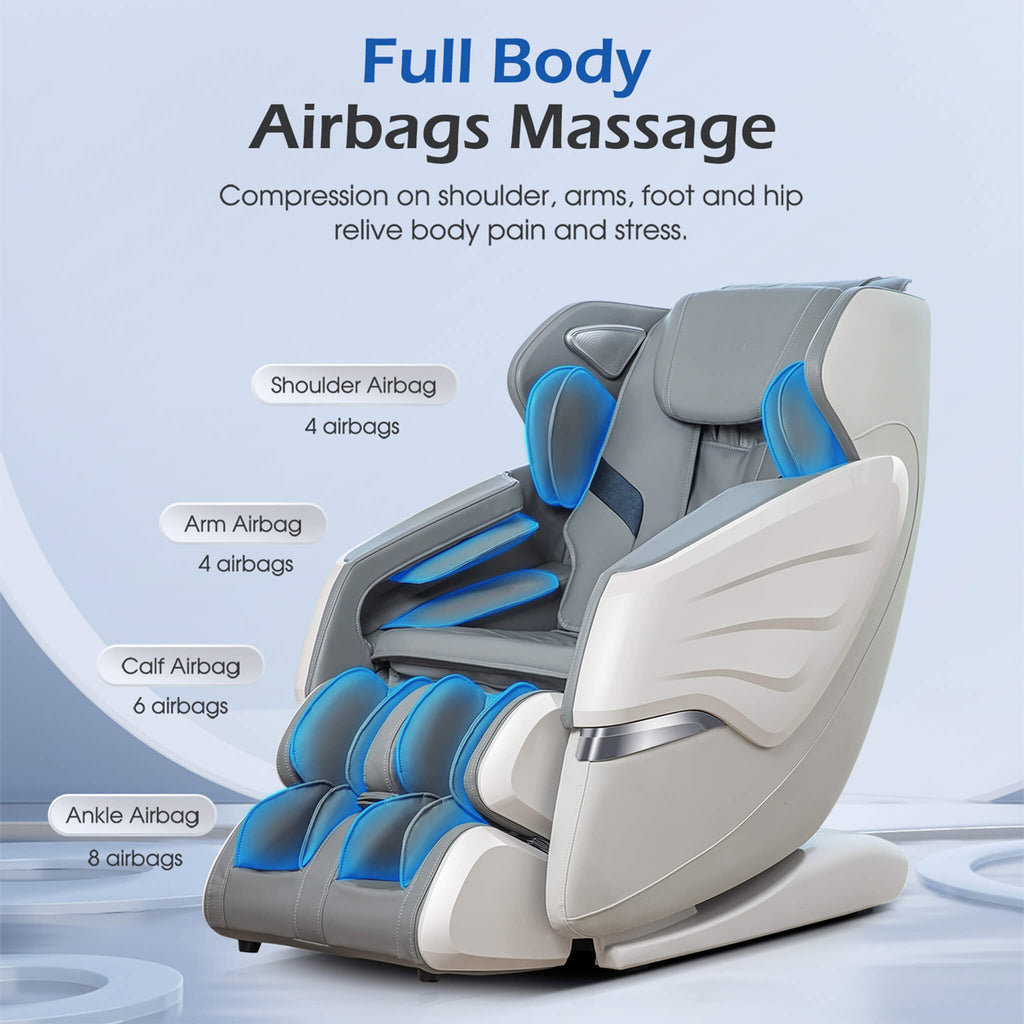 Bosscare Premium Full Body Zero Gravity Massage Chair With AI Voice And App Control Gray SAK35970 Saksby - Full Body Airbags Massage