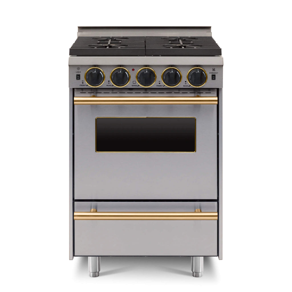Chicago Brick Oven 24” All Gas Convection Range With Sealed Burners SAKSBY - Stainless Brass View