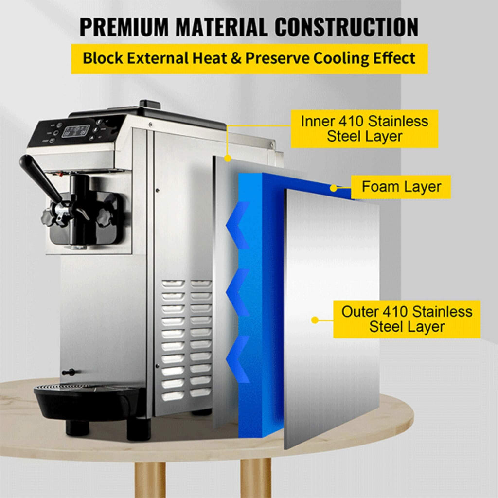 Commercial Single Flavor Soft Serve Ice Cream Machine Maker, 13L/H (SAK84035) - Saksby Wholesale - Material View