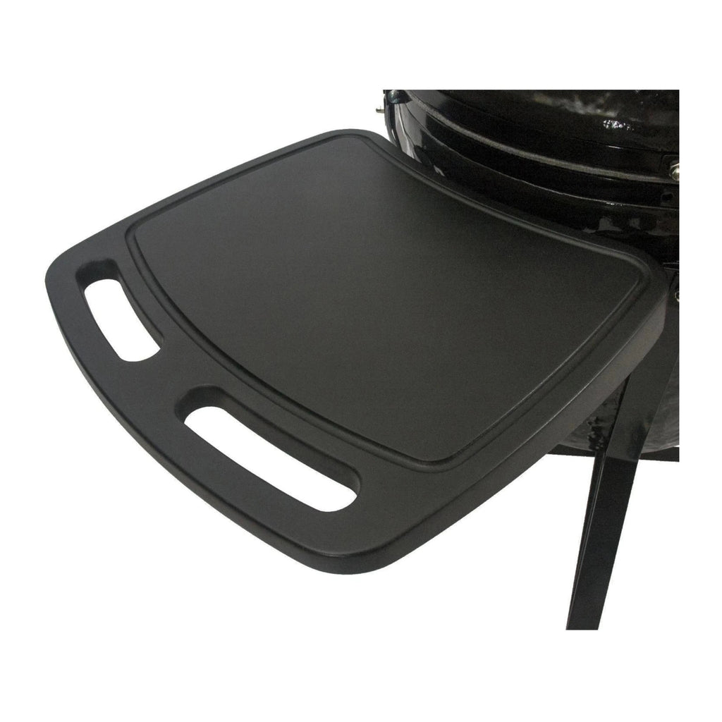 PRIMO All-In-One Oval Large 300 Ceramic Kamado Grill W/ Cradle, Side Shelves & Stainless Steel Grates - Side Shelves View
