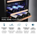 EDGESTAR 141 Bottle Capacity Freestanding Dual Zone Wine Cooler With Interior Lighting, 24" (SAK49245)-SAKSBY
