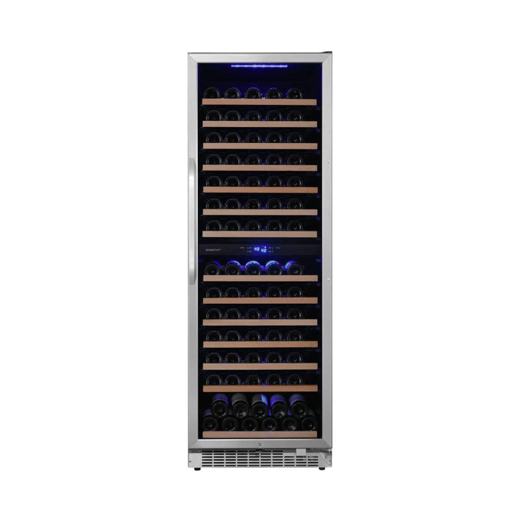 EDGESTAR 141 Bottle Capacity Freestanding Dual Zone Wine Cooler With Interior Lighting, 24" (SAK49245)-SAKSBY