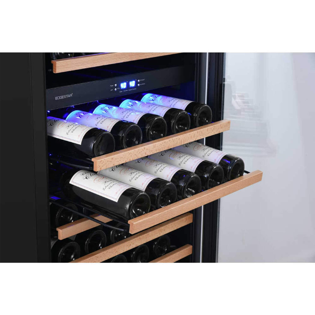 EDGESTAR 141 Bottle Capacity Freestanding Dual Zone Wine Cooler With Interior Lighting, 24" (SAK49245)-SAKSBY