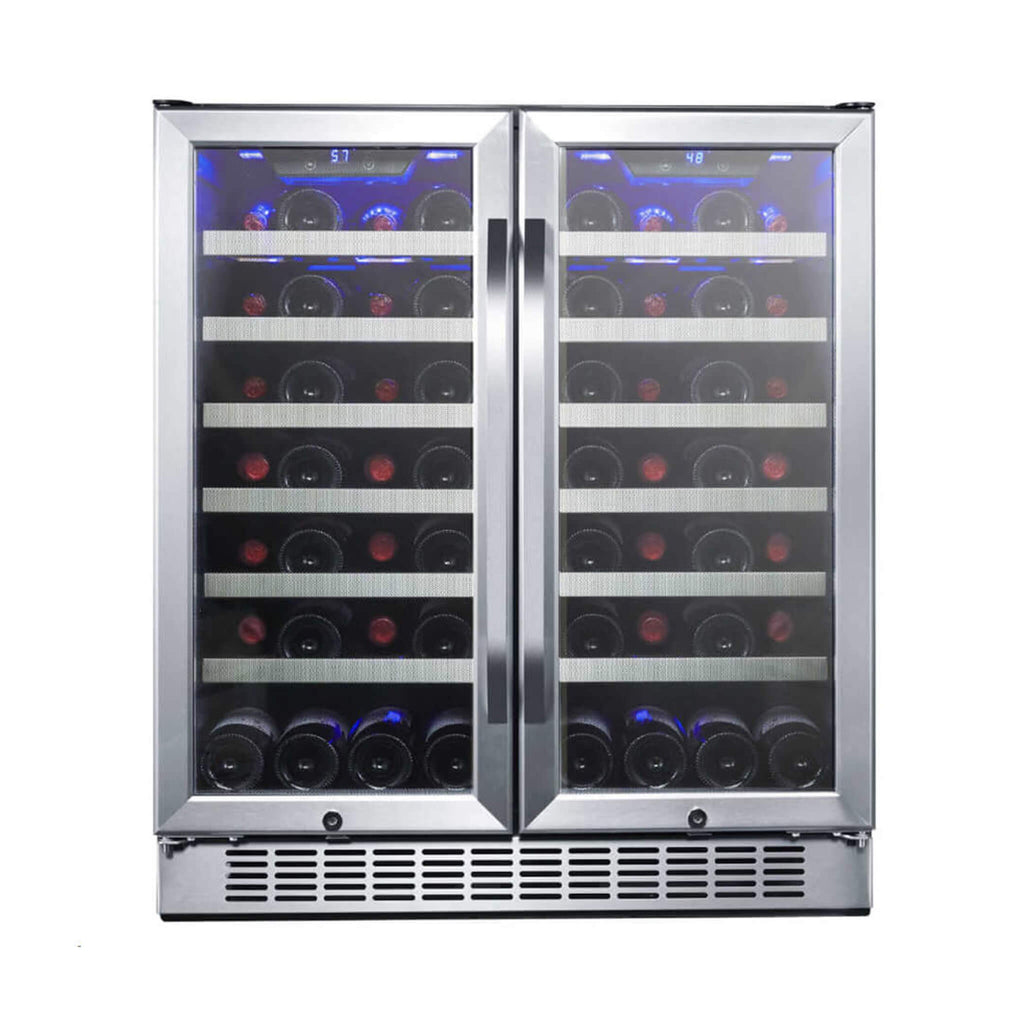 EDGESTAR 30" Wide 56 Bottle Capacity Built In French Door Wine Cooler With Door Locks (SAK56381)-SAKSBY