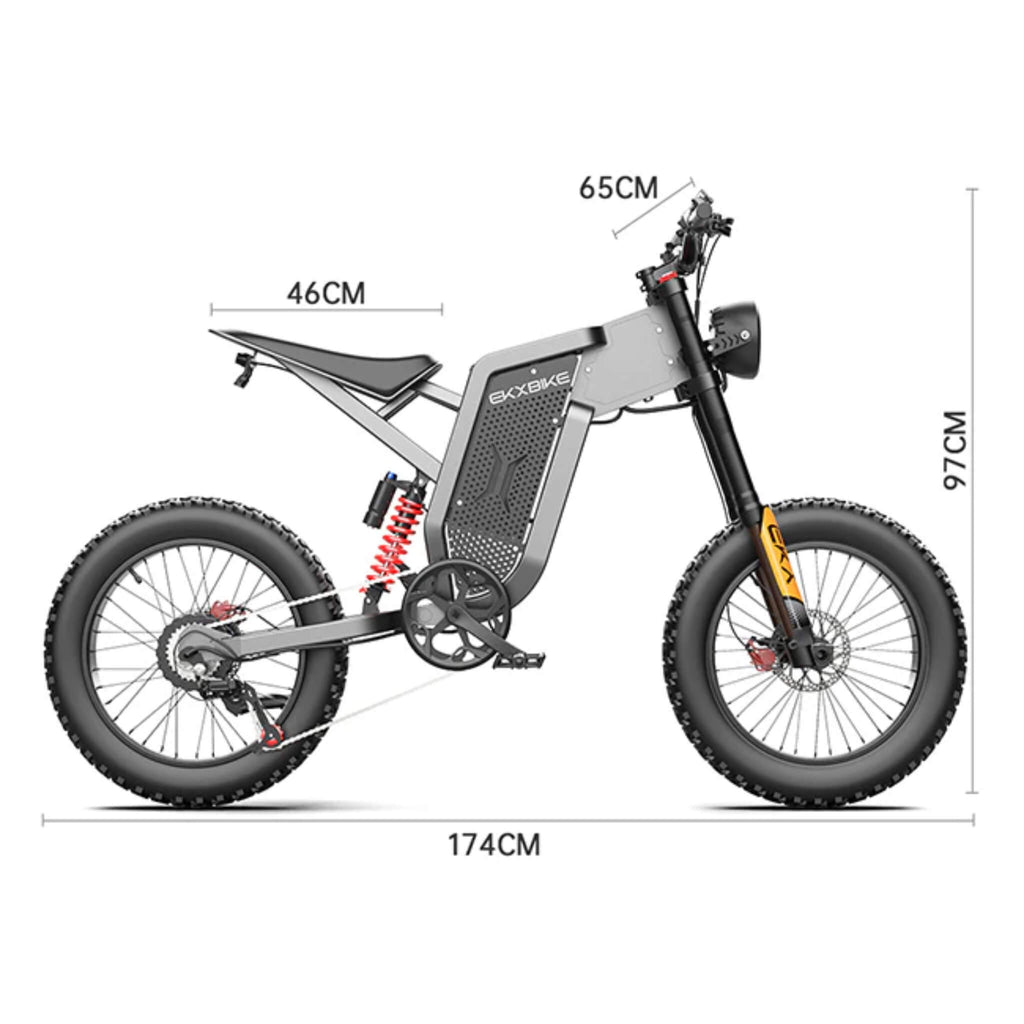 EKX X21 ADULTS 2000W 48V/35AH Electric Mountain Off-Road Dirt Bike (SAK92745) SAKSBY - Dimension View