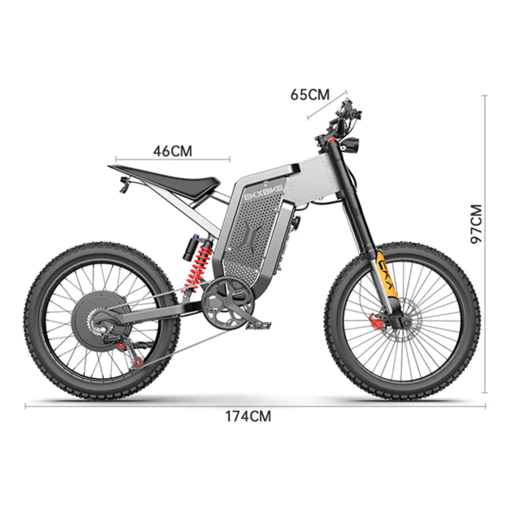 EKX X21 Max Electric Motorcycles 3000W Brushless Gearless Motors 85 KMH Speed Adult Off Road Ebike (SAK48016) SAKSBY - Dimensions View