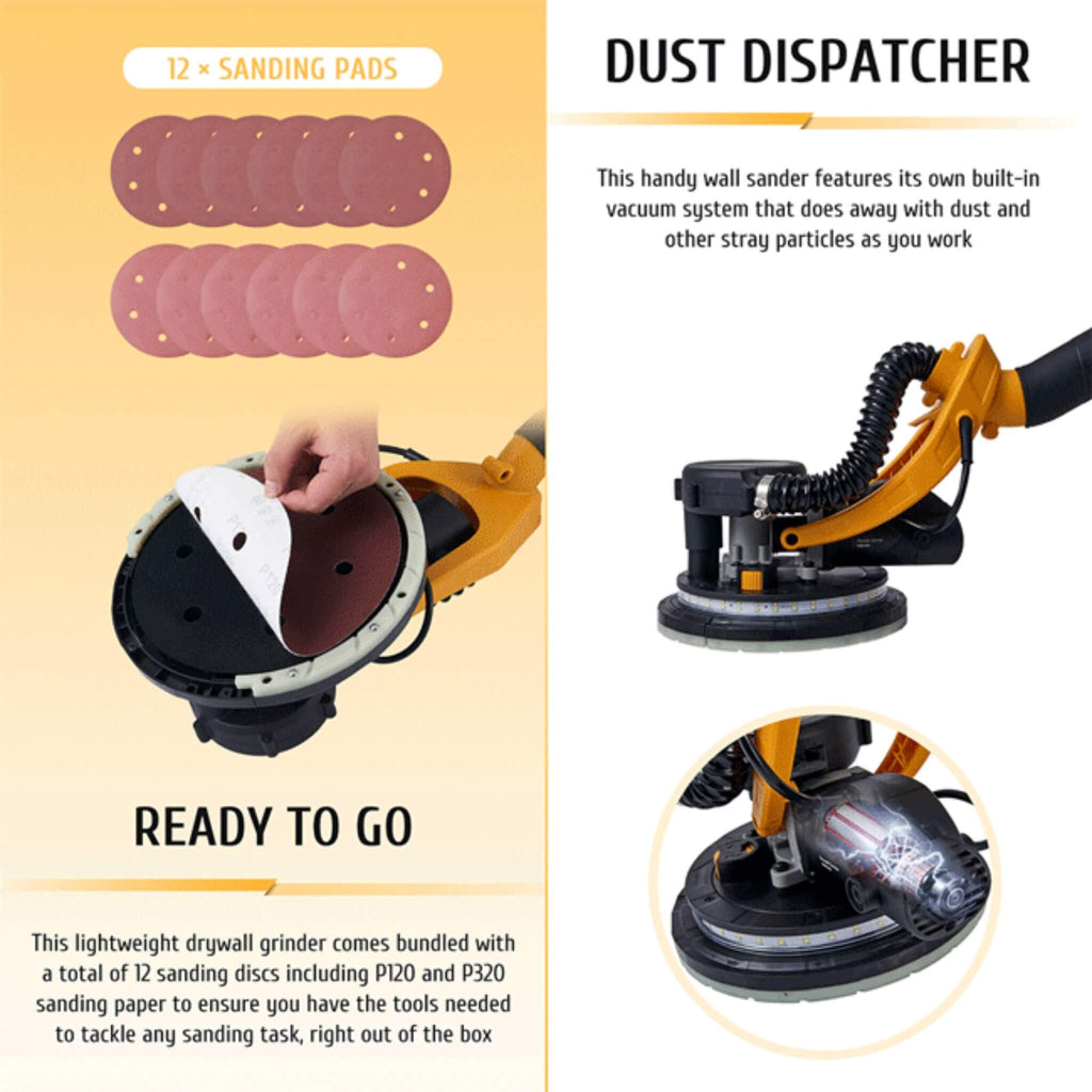 Preenex Electric Powered Drywall Sanding Machine W/ Dust Collection, 800W (SAK94763) - Sasksby Wholesale - Features View