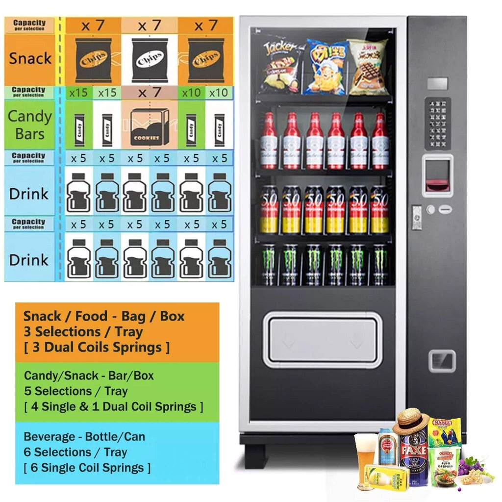 EPX 5ft Snacks And Drinks Combo Vending Machine With Refrigeration And Bill Acceptor SAK51689 Saksby - Configuration