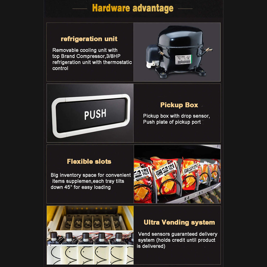 EPX 6ft Snacks And Drinks Combo Vending Machine With Dual Zone Refrigeration And Bill Acceptor SAK47539 Saksby - Components
