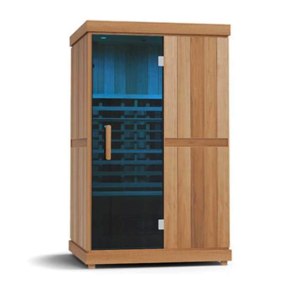 FINNMARK 2-Person Full-Spectrum Home Infrared Sauna With Built In LCD Touchscreen Controller (SAK94731) - SAKSBY With Blue Lightning