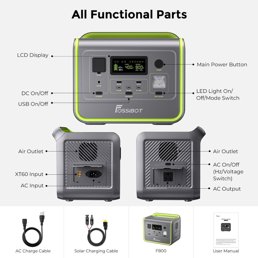 FOSSiBOT F800 Portable Fast Charging Power Station With 8 Device Outputs (SAK58462) - SAKSBY.com - Portable Power Stations - SAKSBY.com
