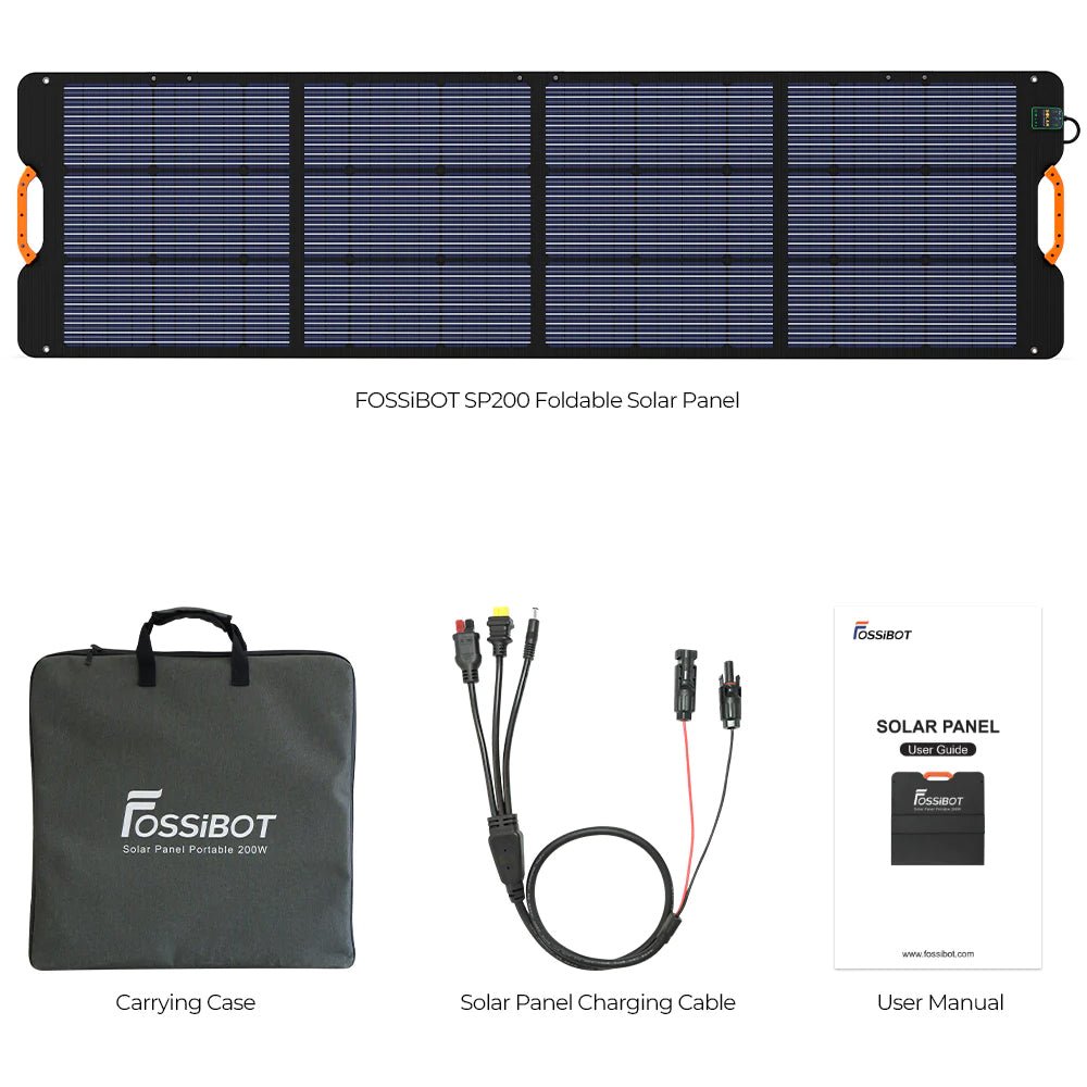 FOSSiBOT SP200 Light Weight Foldable Waterproof Solar Panel With Kickstand, 200W (SAK32145) - SAKSBY.com - Portable Power Stations - SAKSBY.com