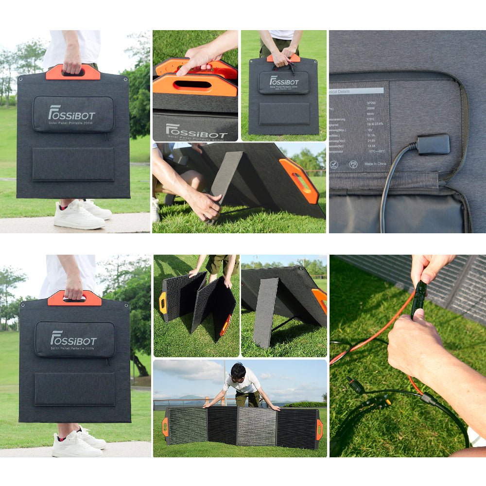 FOSSiBOT SP200 Light Weight Foldable Waterproof Solar Panel With Kickstand, 200W (SAK32145) - SAKSBY.com - Portable Power Stations - SAKSBY.com