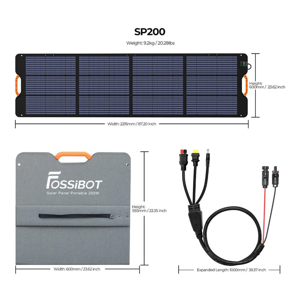 FOSSiBOT SP200 Light Weight Foldable Waterproof Solar Panel With Kickstand, 200W (SAK32145) - SAKSBY.com - Portable Power Stations - SAKSBY.com