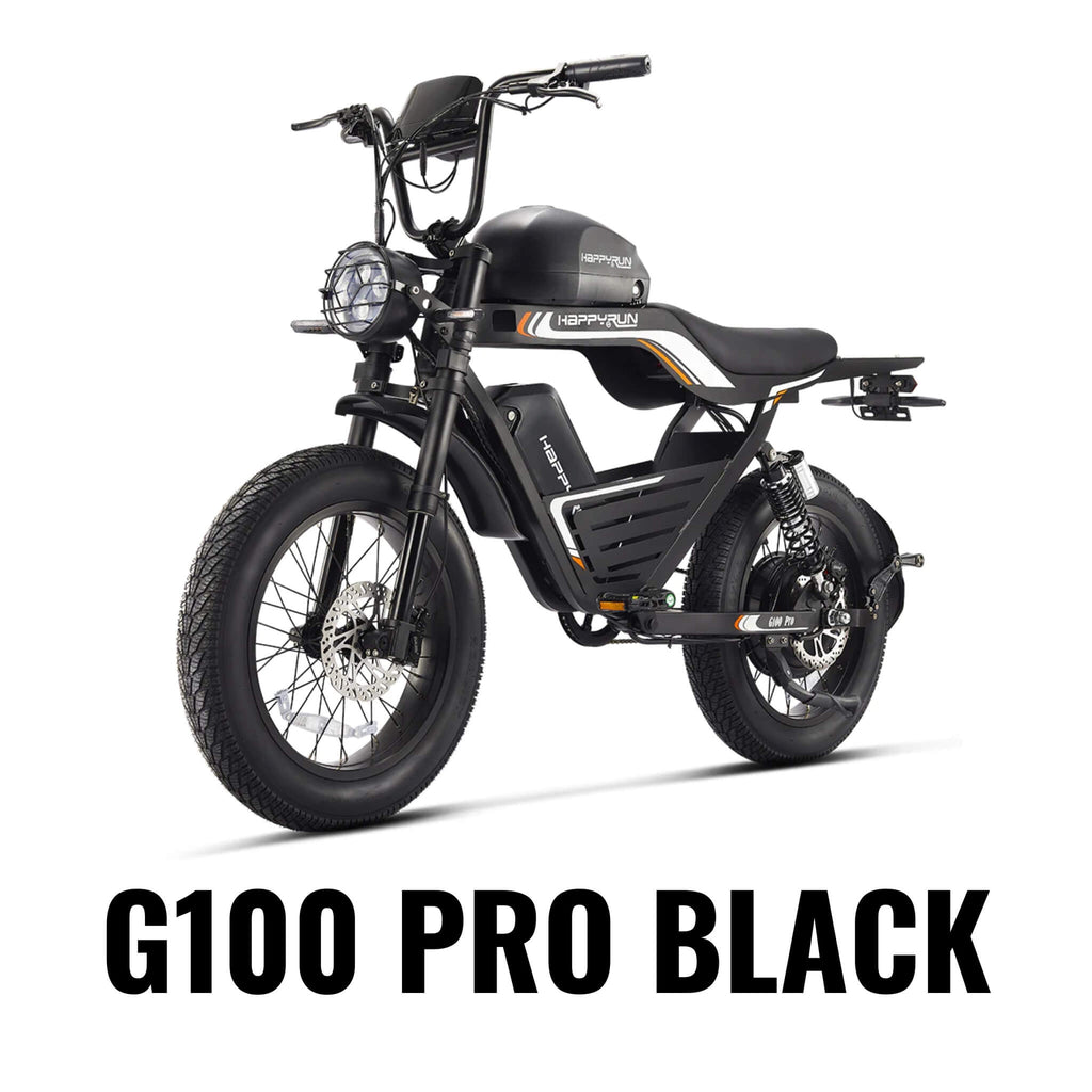 Happyrun G100 Pro Long Distance Electric Bike Motorcycle 3000W (SAK95715) Saksby - Black Right Side View on White Background