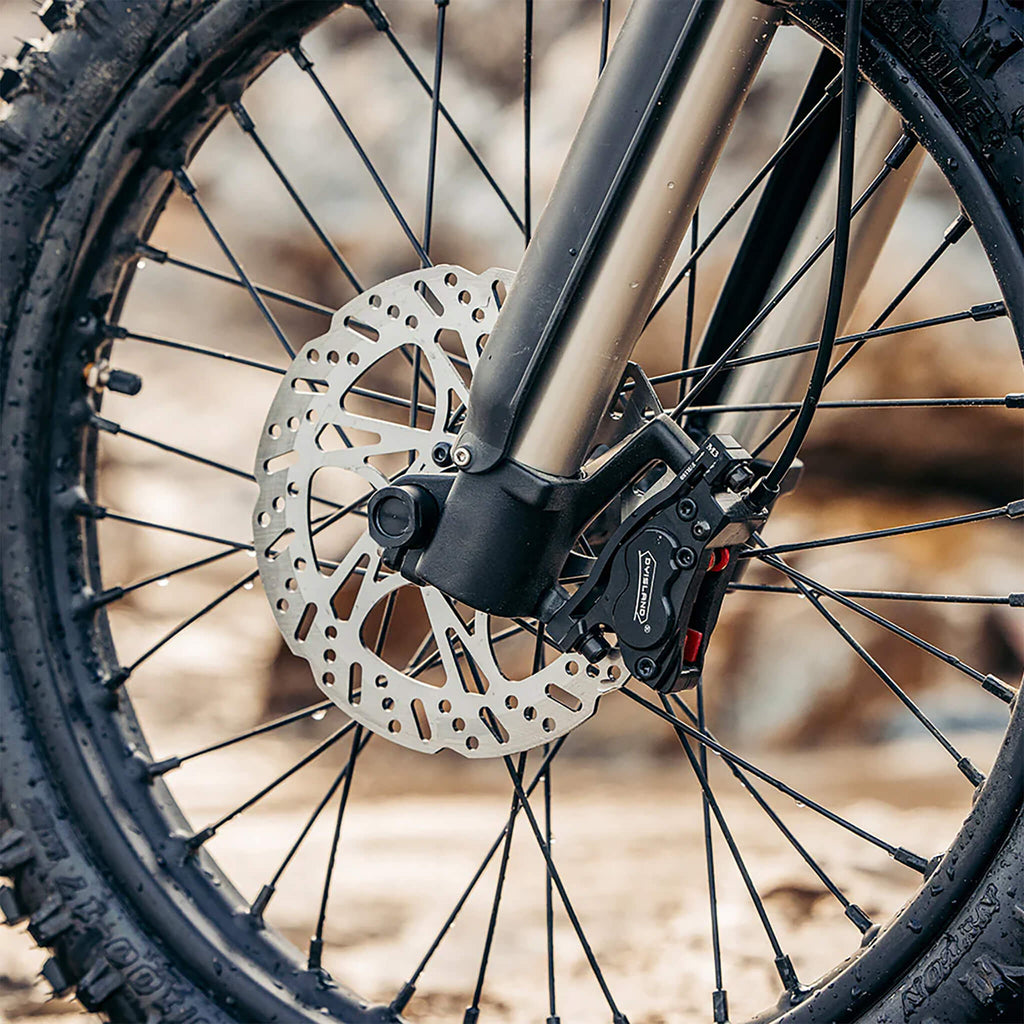 Happyrun G300 Pro Electric Dirt Bike (SAK27360) Saksby - Front Wheel Close Up