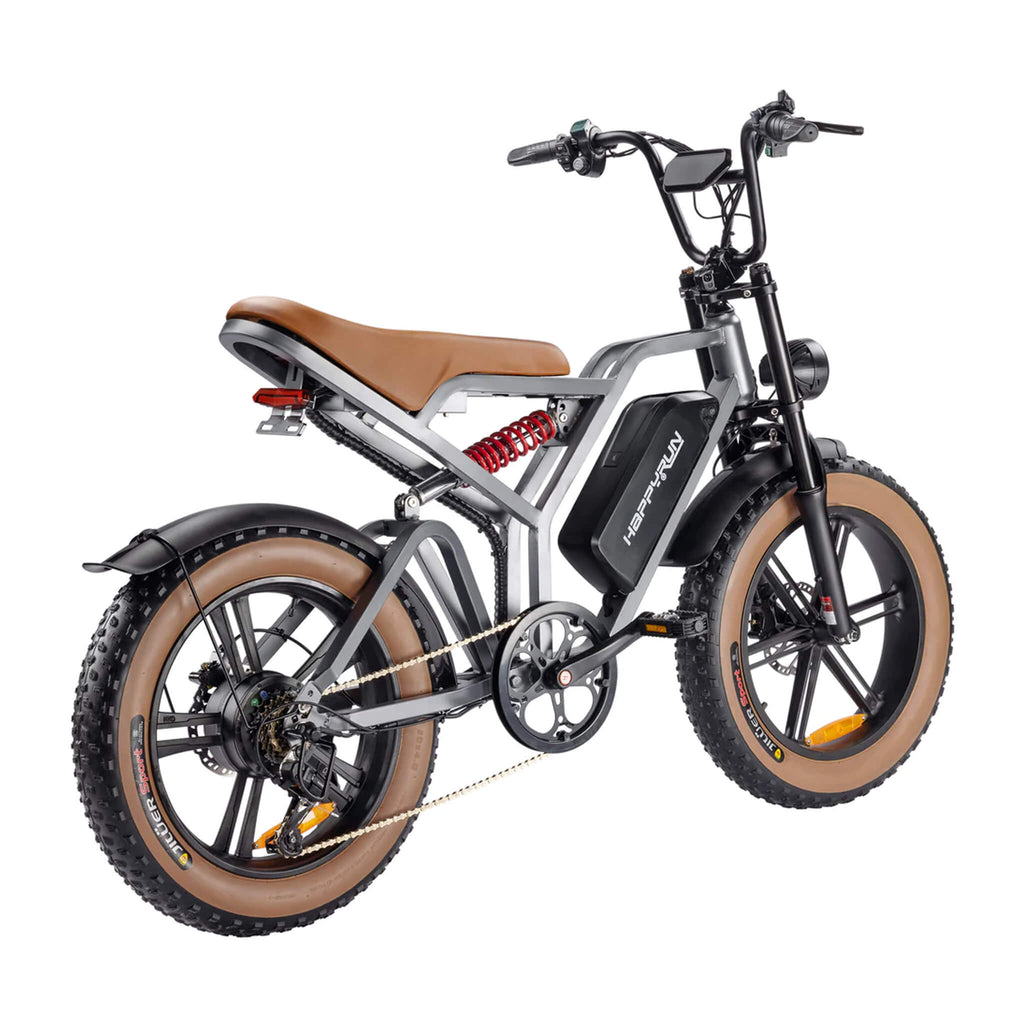 Happyrun Tank G60 Electric Off Road Fat Tire Moped Bike 750W SAK48732  Saksby - White Rear Right View On White Background
