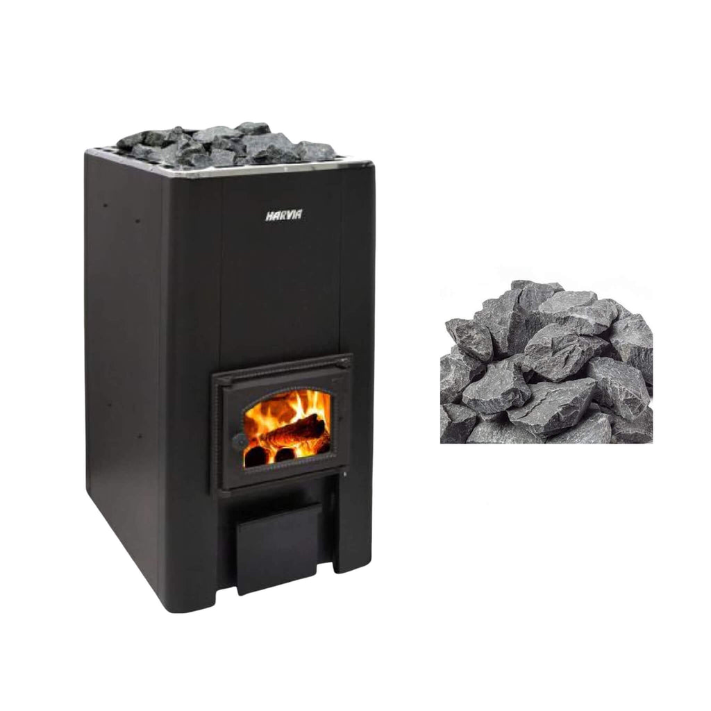 Harvia 50 Black Floor-Mount Wood-Burning Sauna Stove 40 kW - SAK73164 - Bundle