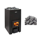 Harvia 50 Black Floor-Mount Wood-Burning Sauna Stove 40 kW - SAK73164 - Bundle