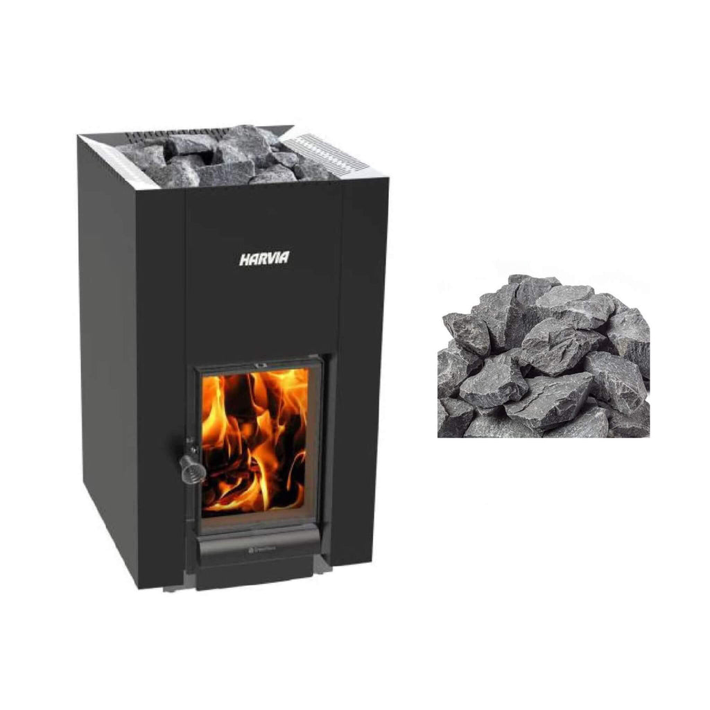 Harvia Linear 22 GreenFlame 15.7 Kilowatt Wood Sauna Stove - SAK62094 - Bundle