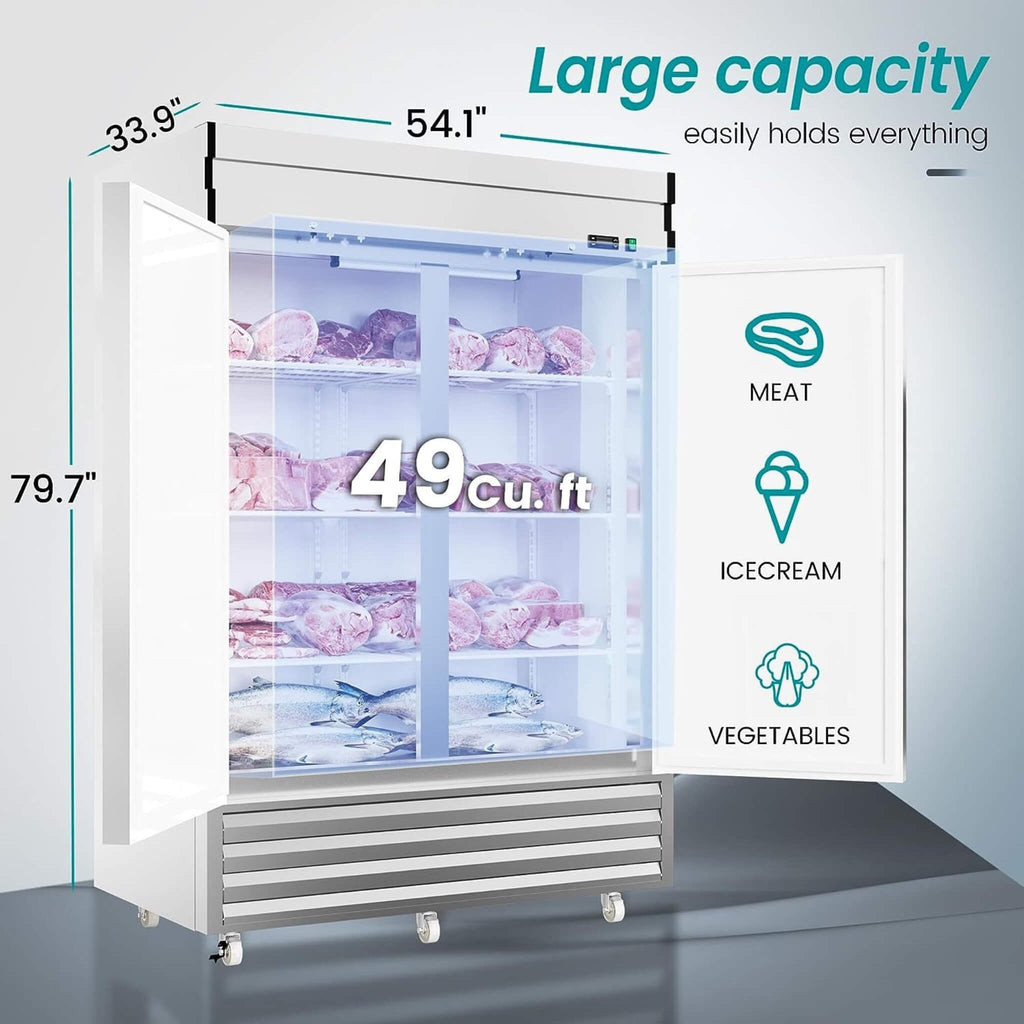 Heavy Duty 54 Inch 2-Door Stainless Steel Commercial Freezer With OmniSmart Temperature Control (SAK911765) - Saksby Wholesale - Dimensions