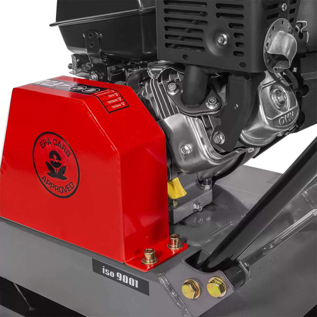 Heavy Duty 6HP Industrial Gas-Powered Quad Clean Vibratory Plate Dirt Soil Road Compactor (SAK97512) SAKSBY - Rear Left Corner View of Engine