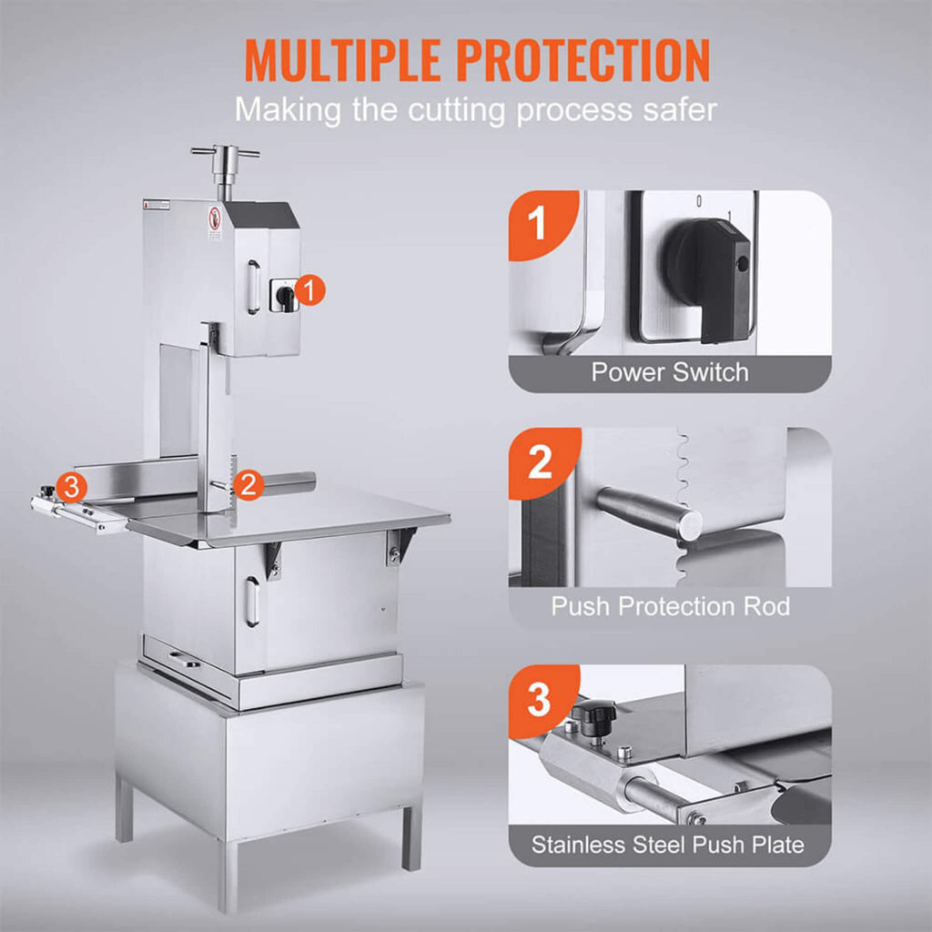 Heavy Duty Commercial Electric Meat Bone Saw Cutting Band Machine With 6 Saw Blades, 2200W (SAK91753) SAKSBY - Cut Features View