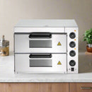 Heavy Duty Electric Indoor Commercial Countertop Double Deck Pizza Oven, 2000W (SAK36147) SAKSBY - Front View With Closed Cover