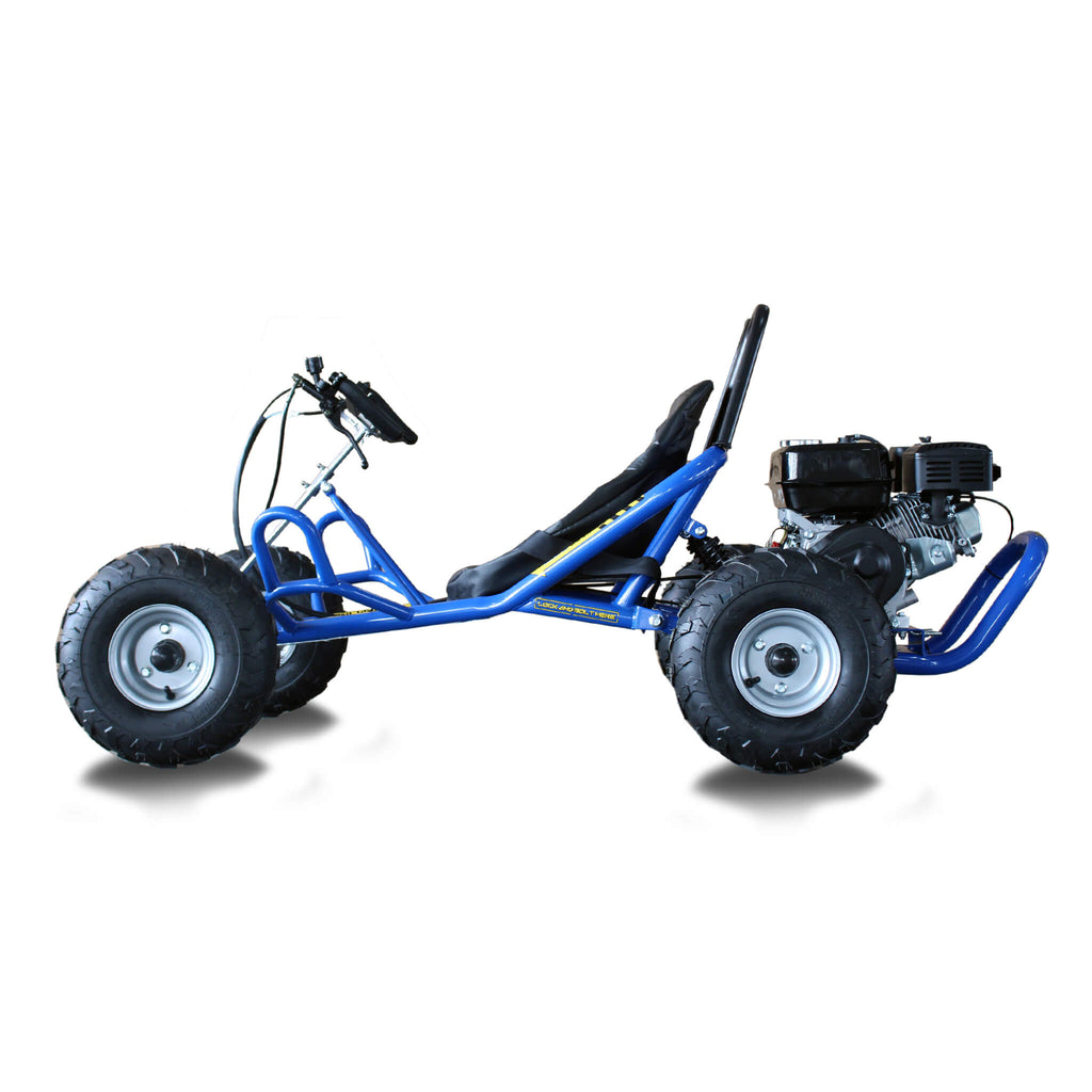 Heming HM-GK200A 4-Stroke Single Cylinder 2WD Gas-Powered Go-Kart (SAK21403) SAKSBY - Blue Left-Side View on White Background
