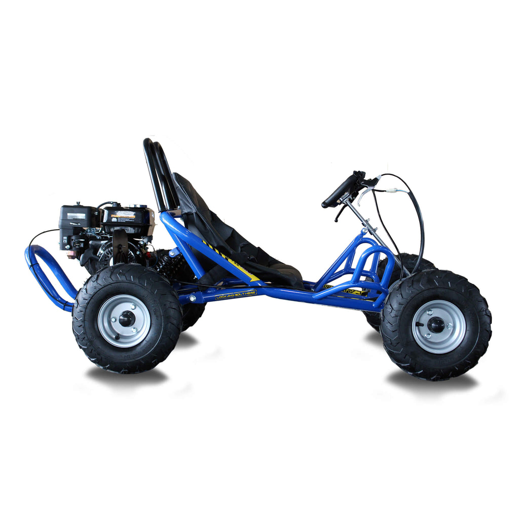 Heming HM-GK200A 4-Stroke Single Cylinder 2WD Gas-Powered Go-Kart (SAK21403) SAKSBY - Blue Right-Side View on White Background