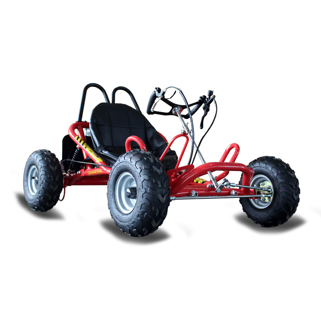 Heming HM-GK200A 4-Stroke Single Cylinder 2WD Gas-Powered Go-Kart (SAK21403) SAKSBY - Red Front-Right Ground View on White Background