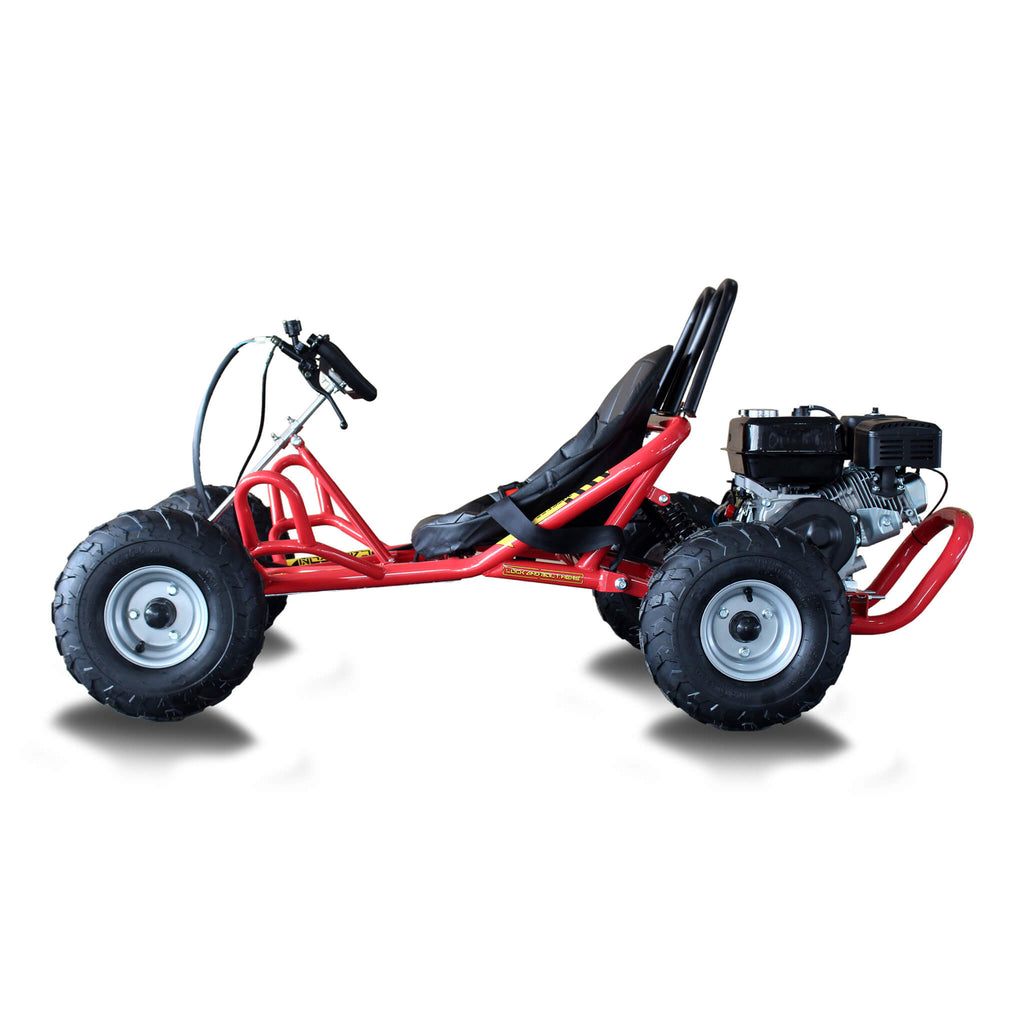 Heming HM-GK200A 4-Stroke Single Cylinder 2WD Gas-Powered Go-Kart (SAK21403) SAKSBY - Red Left-Side View on White Background
