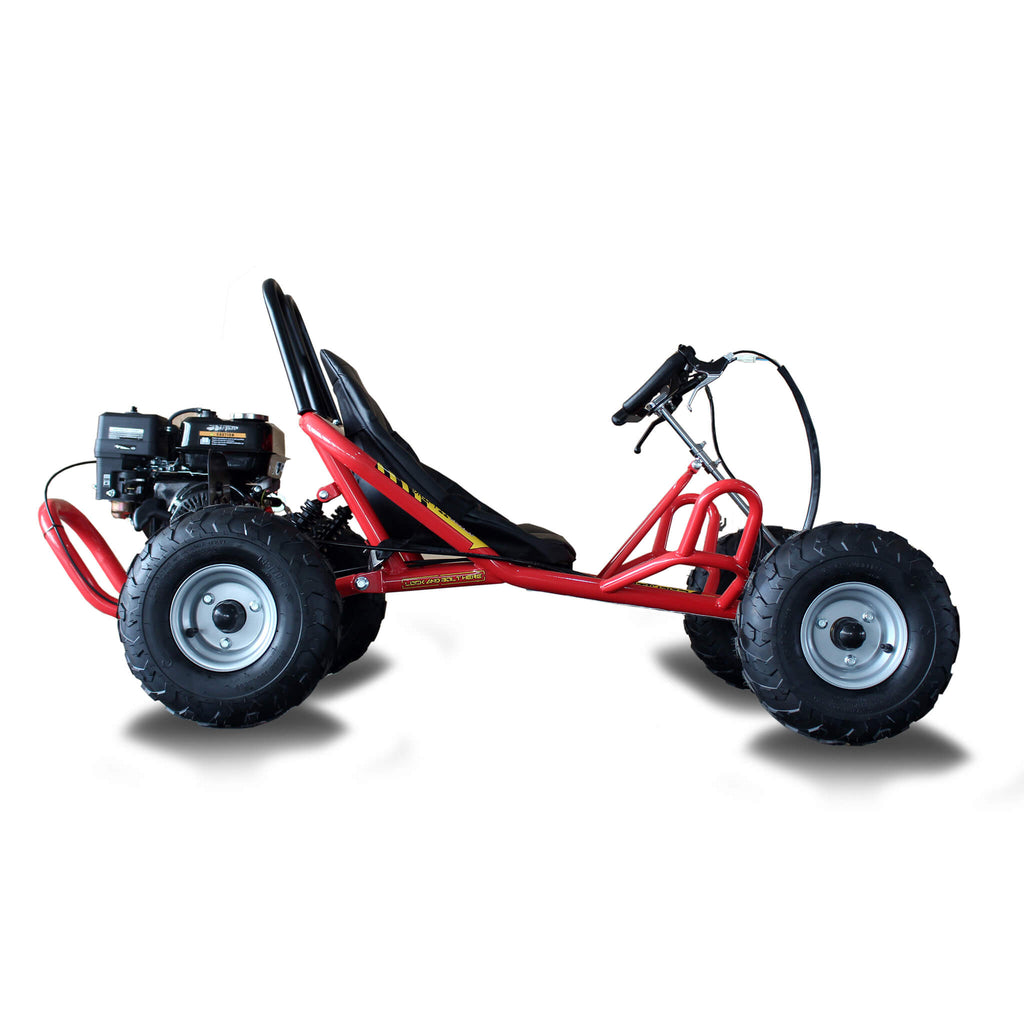 Heming HM-GK200A 4-Stroke Single Cylinder 2WD Gas-Powered Go-Kart (SAK21403) SAKSBY - Red Right-Side View on White Background
